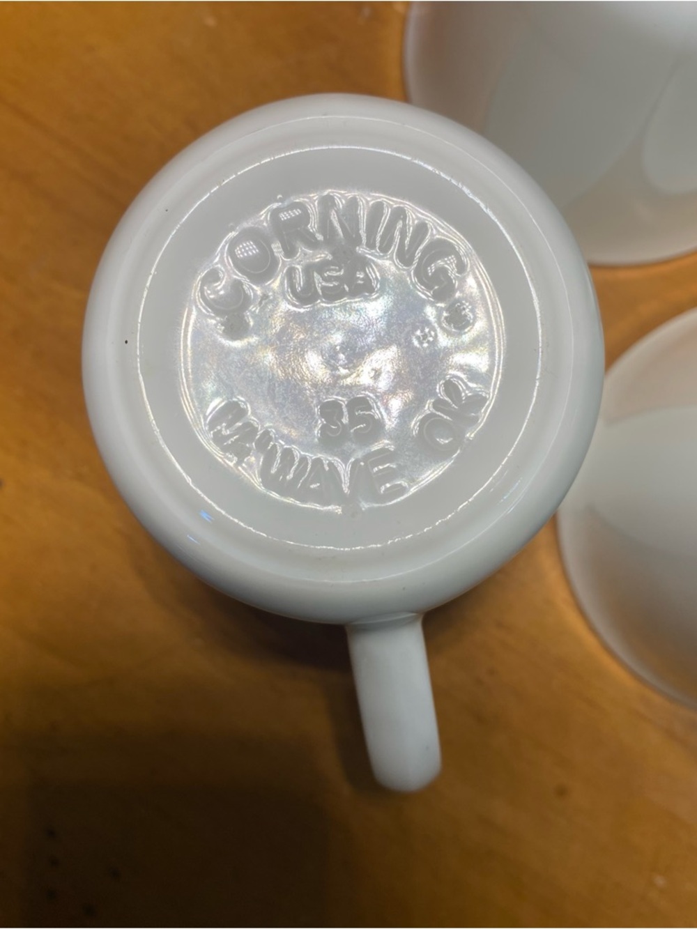 Corning Corelle Winter Frost White Coffee Cups Mugs Glass Plain Vintage Set of 4 - Picture 4 of 8
